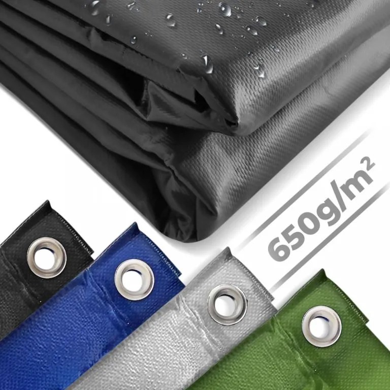 JAGO Prelata 650 g/m², ochiuri de aluminiu, negru, 4 x 6 m