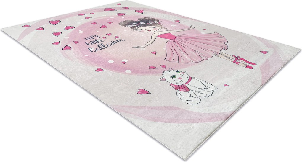 BAMBINO 2161covor lavabil Balerina, pisicuta pentru copii anti-alunecare - roz - SECUNDAR-COTATI PRODUSUL