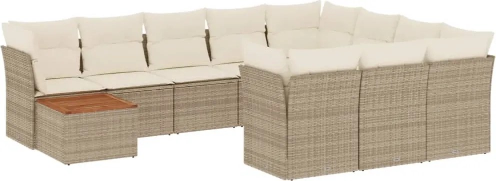 vidaXL Set canapele de grădină cu perne, 11 piese, bej, poliratan