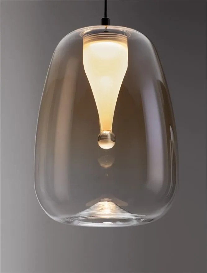 Pendul LED modern, Metal, Sticla, Chihlimbar, OBLO