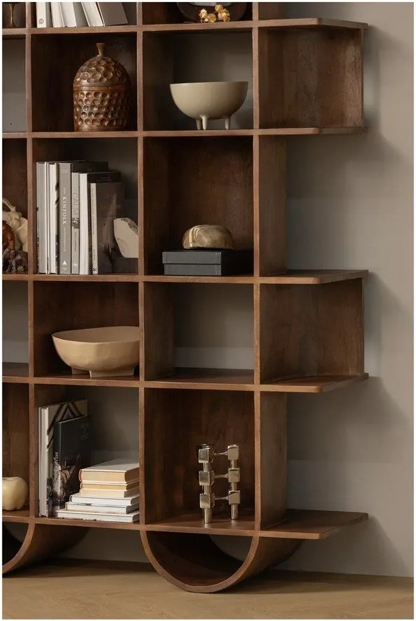 Bibliotecă maro închis din lemn de mango 130x180x35 cm Sinne – WOOOD