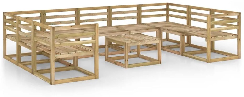 3065310 vidaXL Set mobilier de grădină, 10 piese, lemn de pin verde tratat