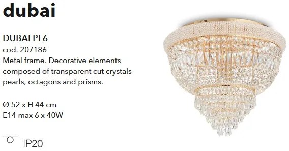 Plafoniera eleganta design clasic DUBAI PL6 OTTONE 201016