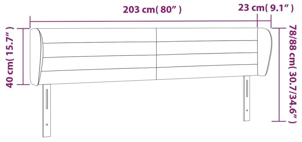 Tablie de pat cu aripioare gri inchis 203x23x78 88 cm catifea 1, Morke gra, 203 x 23 x 78 88 cm