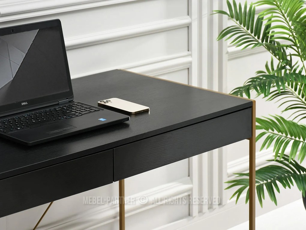 Masă PC Unica (lemn negru + auriu). 1109852