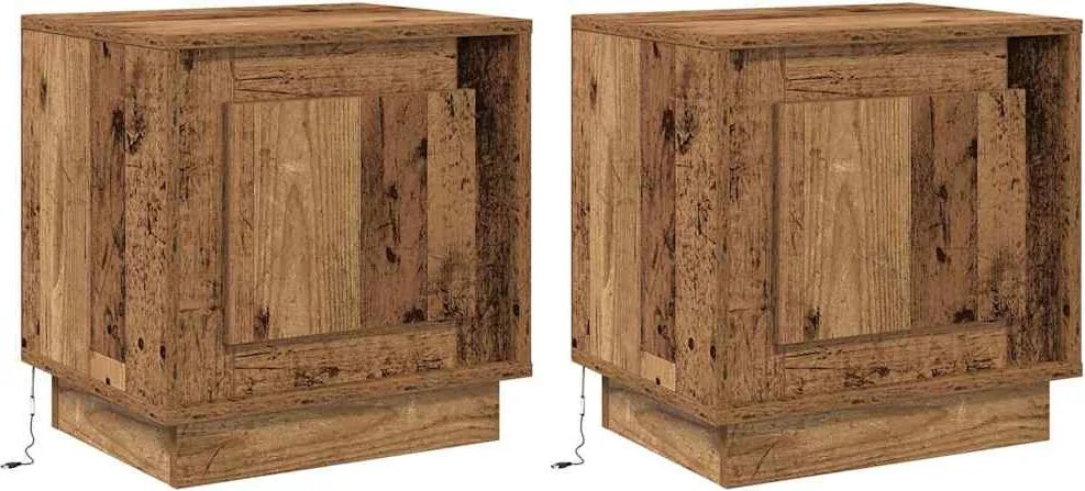 vidaXL Dulap de noapte 2 pcs Lemn vechi 44 x 34,5 x 45 cm