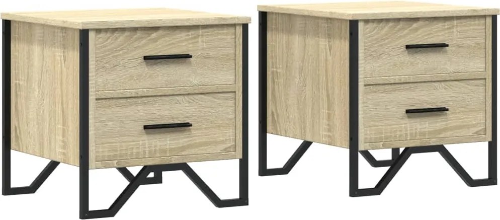 vidaXL Noptiere, 2 buc., stejar sonoma, 40x41x40 cm, lemn prelucrat