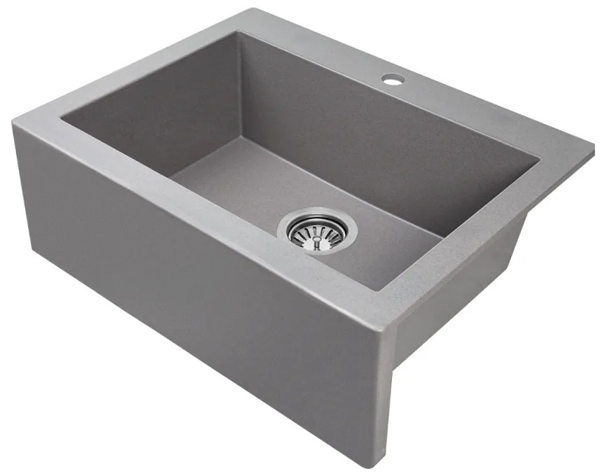 Chiuveta bucatarie granit compozit 1 cuva dreptunghiulara "farmhouse" Laveo NEW KOMODO, gri