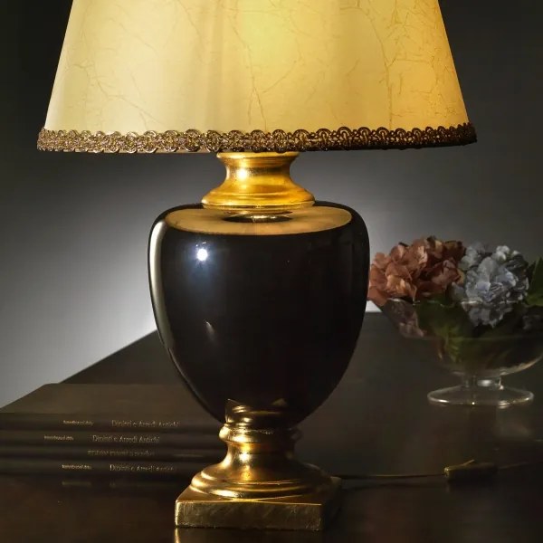 ONLI - Lampă de masă MOZART 1xE27/22W/230V negru/auriu 67 cm