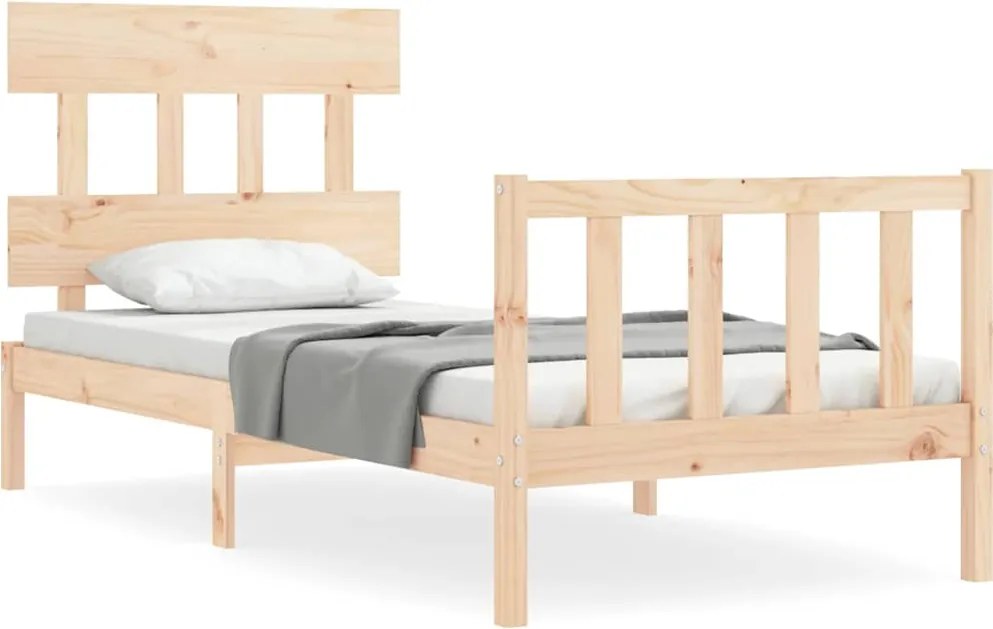 vidaXL Cadru de pat cu tăblie single, lemn masiv