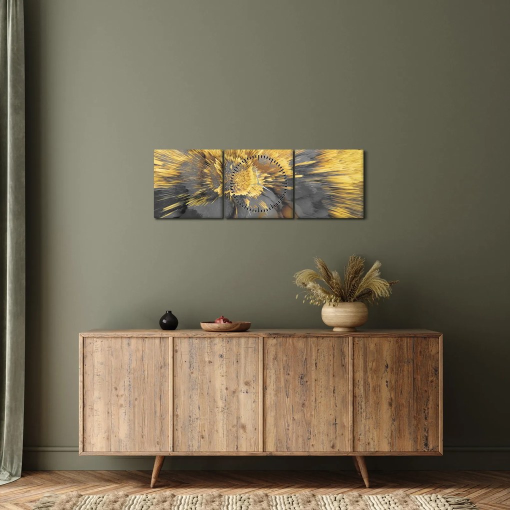 Tablou - Expansiunea aurului (cu ceas) (90x30 cm)