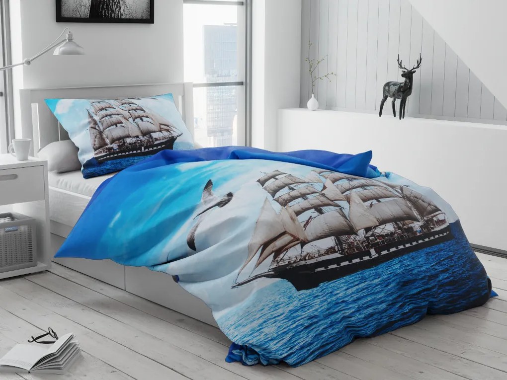 Lenjerie de pat 3D Barca cu vele