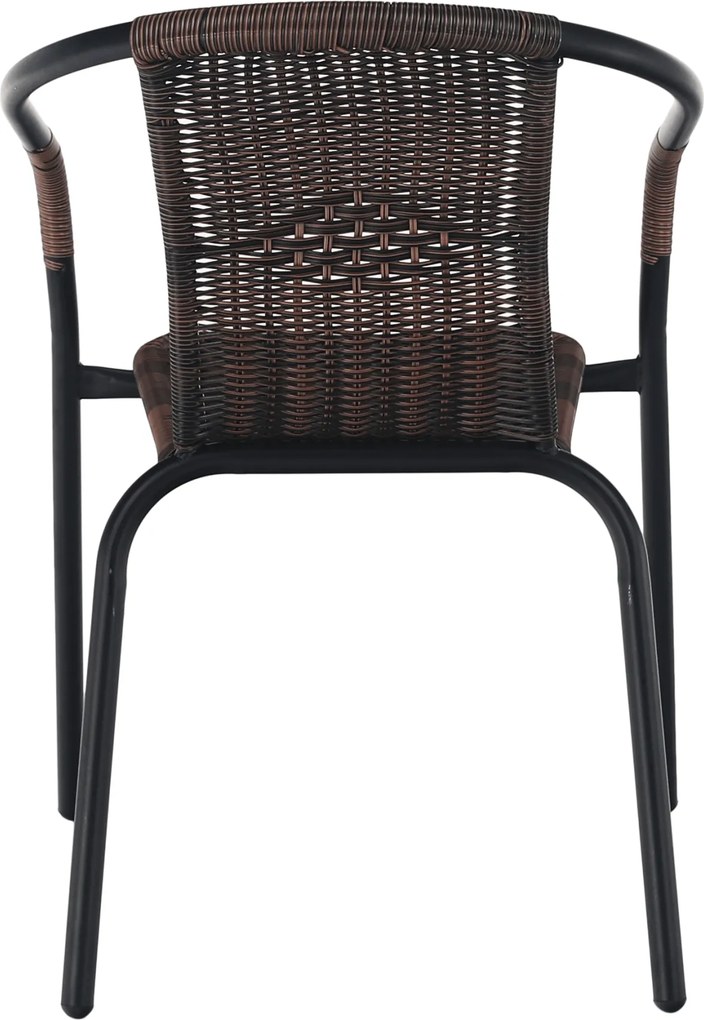 Scaun stivuibil, răchită sintetică maro/metal negru, DOREN