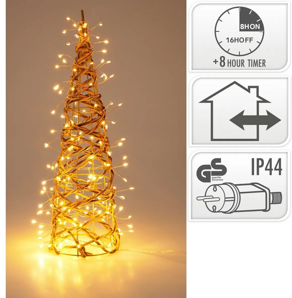 Decorațiune de Crăciun pentru exterior Con luminos, 40 x 12 cm, 160 LED-uri, alb cald, 40 cm