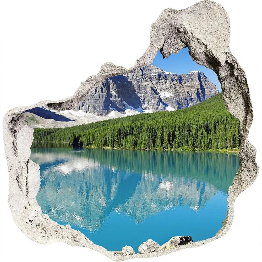 Autocolant gaură 3D Lacul în munți