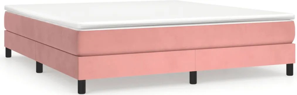 vidaXL Cadru de pat cu arcuri, roz, 160x200 cm, catifea