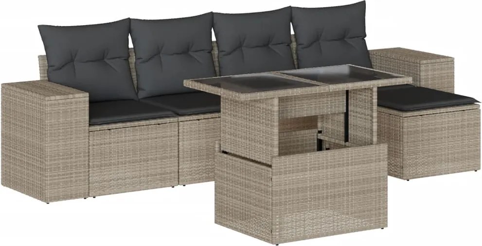 vidaXL Set canapele de grădină cu perne, 6 piese gri deschis poliratan