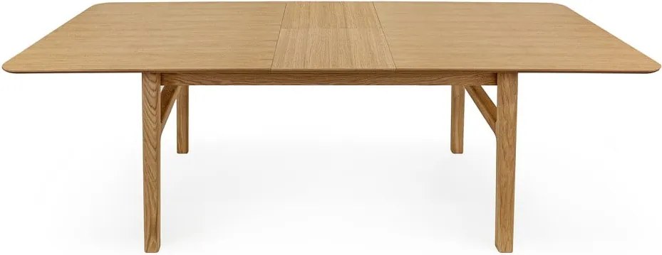 Masă de dining extensibilă cu aspect de lemn de stejar cu blat suplimentar 90x180 cm Curved – Woodman