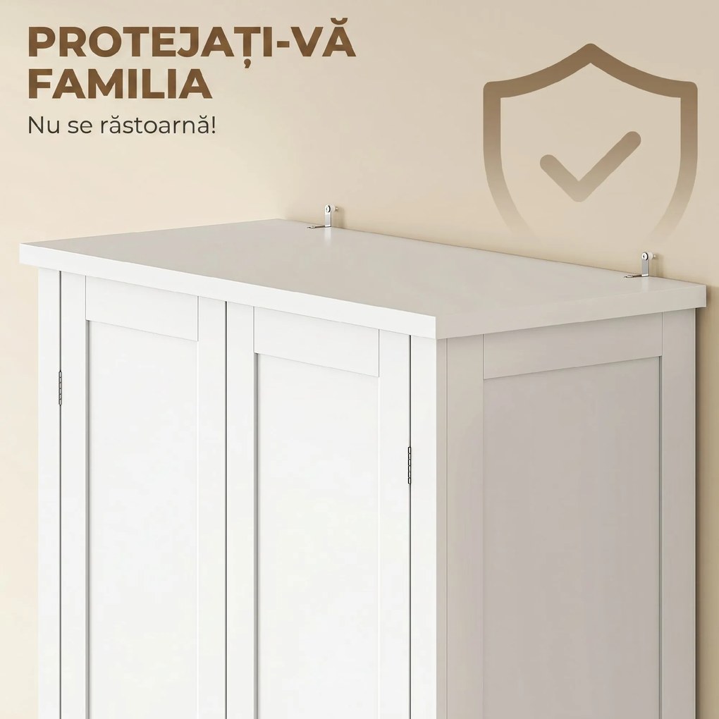 HOMCOM Dulap Modern de Bucătărie: Roți, 2 Uși, 14 Suporturi, Alb. | Aosom Romania