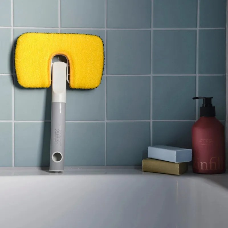 Mop diferite suprafete 2in1 Joseph Joseph CleanTech 6500012, 18,5 cm, Maner cu prindere moale, Gri/Galben