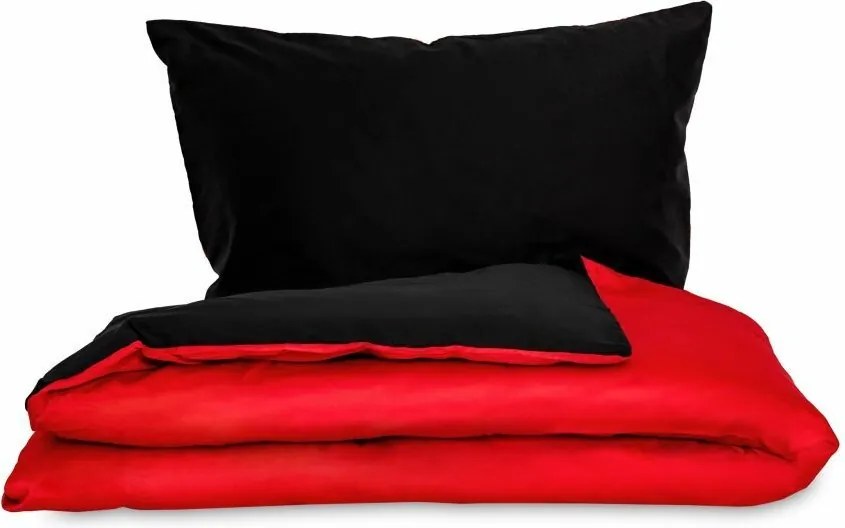 Lenjerie de pat din satin Luxury Collection, roşu /negru, 140 x 200 cm, 70 x 90 cm