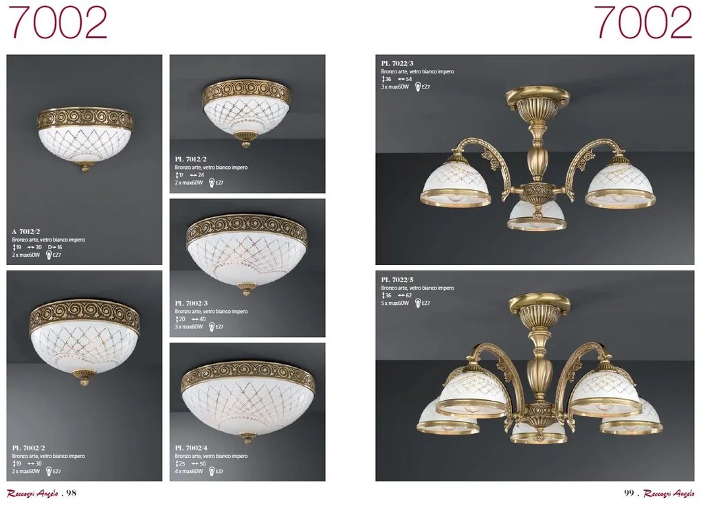 Candelabru cu 10 brate clasic design italian din alama, sticla 7002 RA-L. 7002/10+4