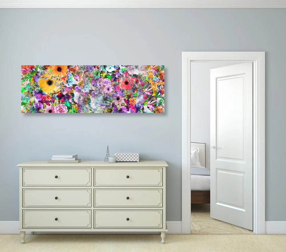 Tablou flori în design colorat
