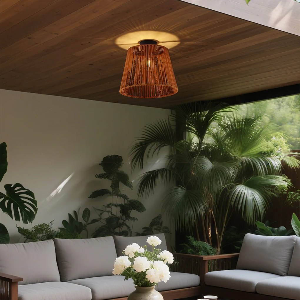 Plafonieră de exterior Japandi cu frânghie portocalie IP54 - Jayla