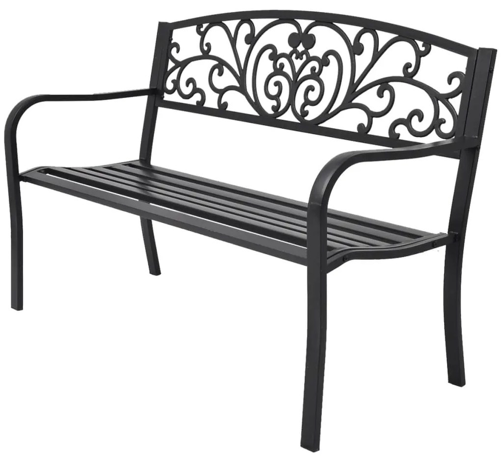 42168 vidaXL Bancă de grădină, negru, 127 cm, fontă