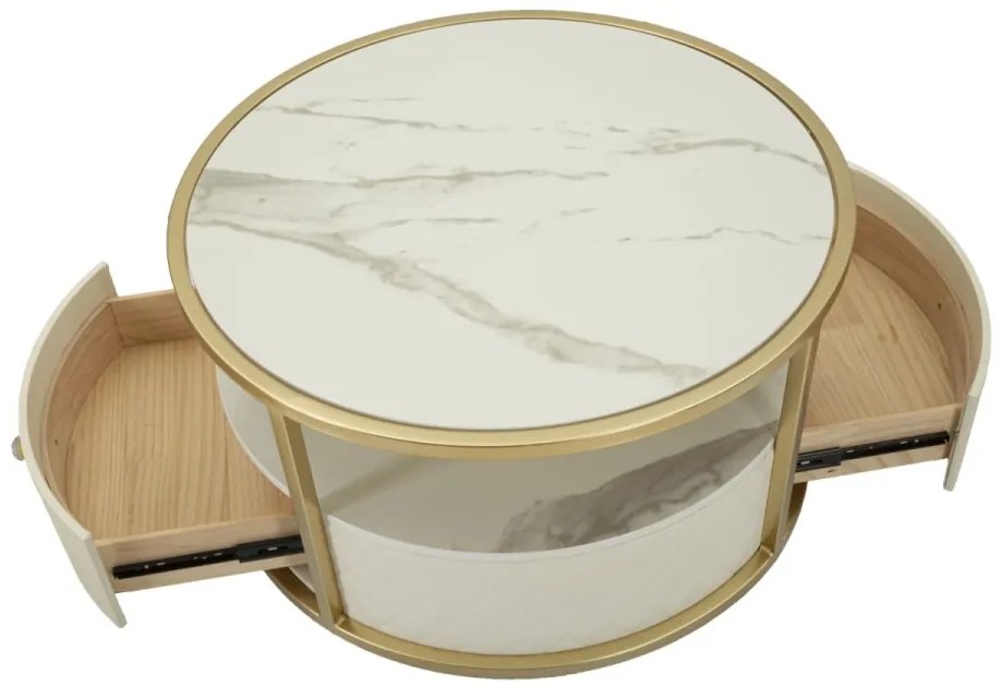 Măsuță de cafea, cu sertar, Ø75X40 cm, Sharon, Mauro Ferretti