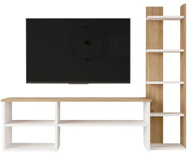 Set mobilier living Perla, Pako World, Alb-Natural, 120x29x41 cm