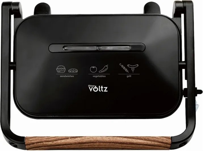 Sandwich maker grill Oliver Voltz OV51442K, 1300W, Protectie supraincalzire, Acoperire antiaderenta, Negru