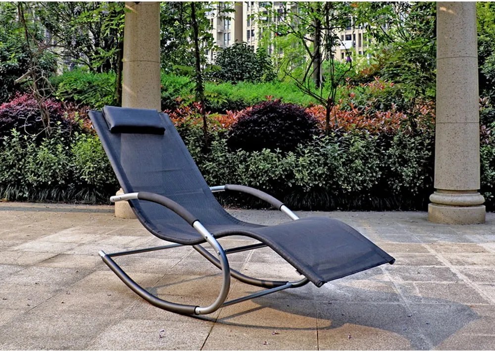 Șezlong de grădină negru din metal Naxos – Garden Pleasure