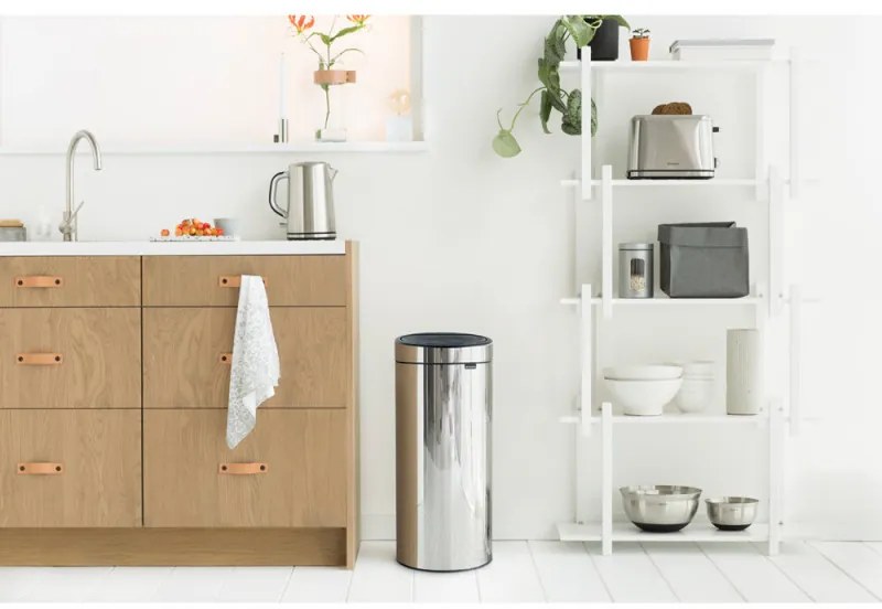Cos de gunoi Brabantia Touch Bin New 650010, 30 L, Inchidere silentioasa si lina, Inox