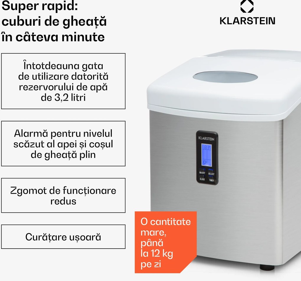 Klarstein Mr. Silver-Frost 150 W mașină de gheață 15 kg albă
