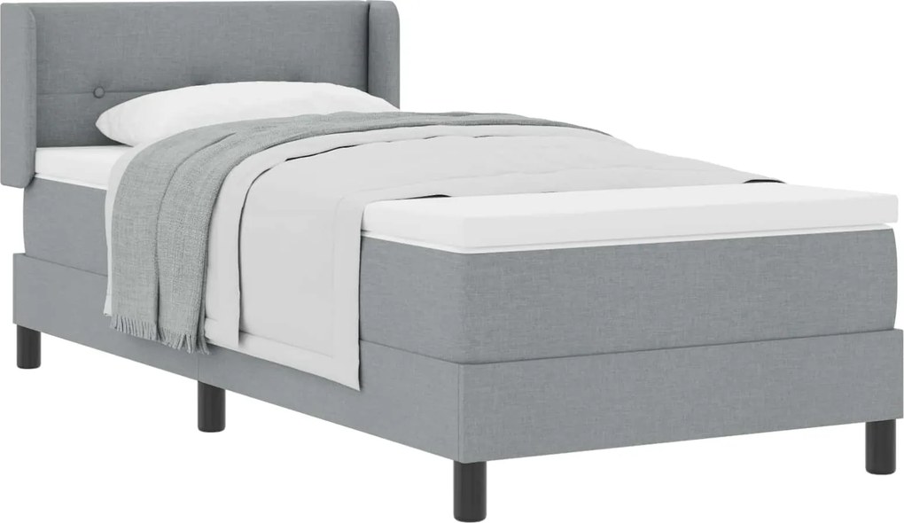 vidaXL Pat cu arcuri cu saltea Gri deschis 190 x 90 cm țesătură