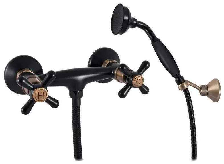 RAV Slezák MK180.5/2CMATSM - Set de duș MORAVA RETRO cu baterie, negru/alamă