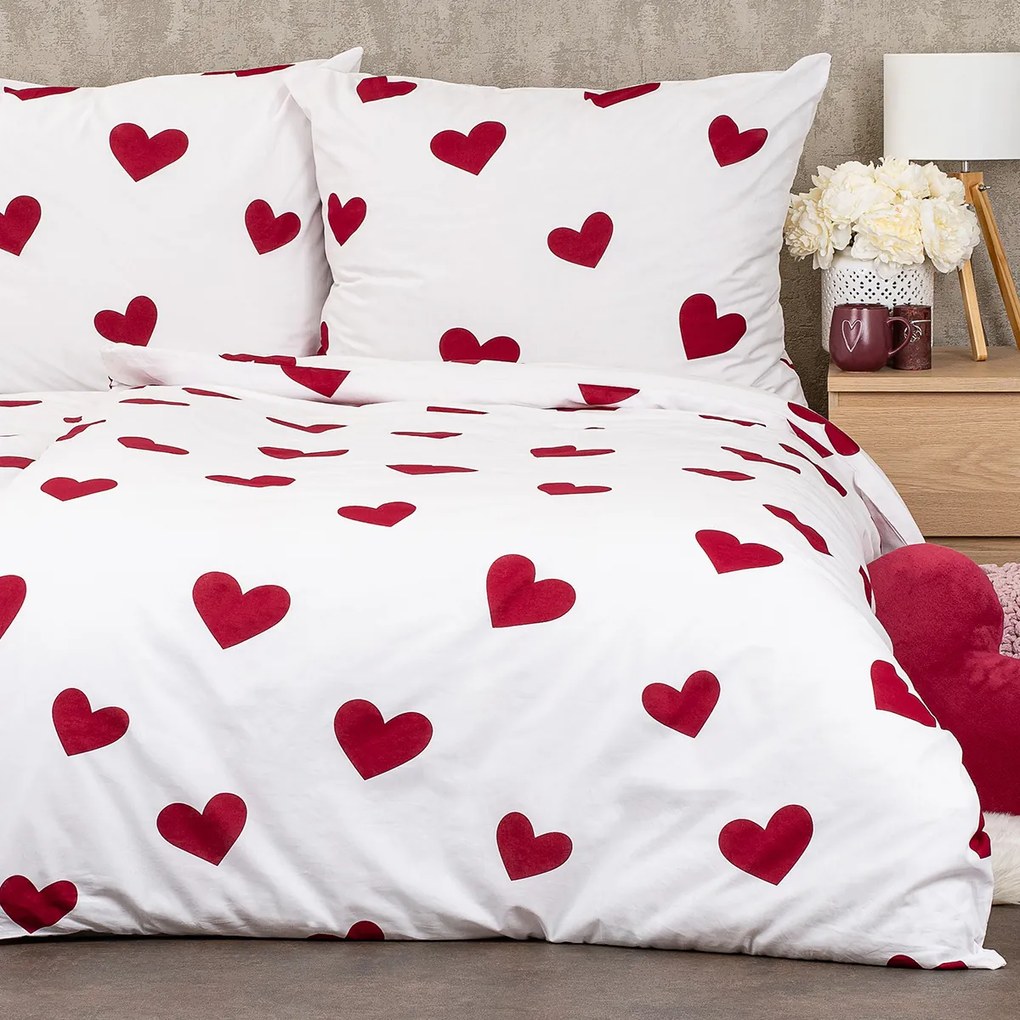 Lenjerie de pat din bumbac 4Home Red Hearts , 140x 220 cm, 70 x 90 cm, 140 x 220 cm, 70 x 90 cm