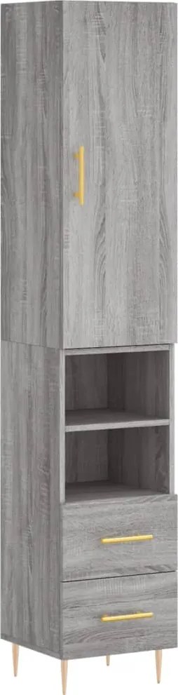 vidaXL Dulap înalt, gri sonoma, 34,5x34x180 cm, lemn prelucrat