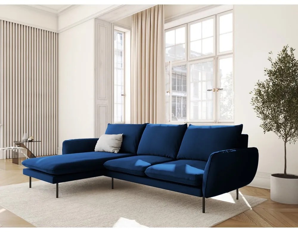 Colțar albastru cu tapițerie din catifea (cu colțar pe partea stângă ) Vienna – Cosmopolitan Design