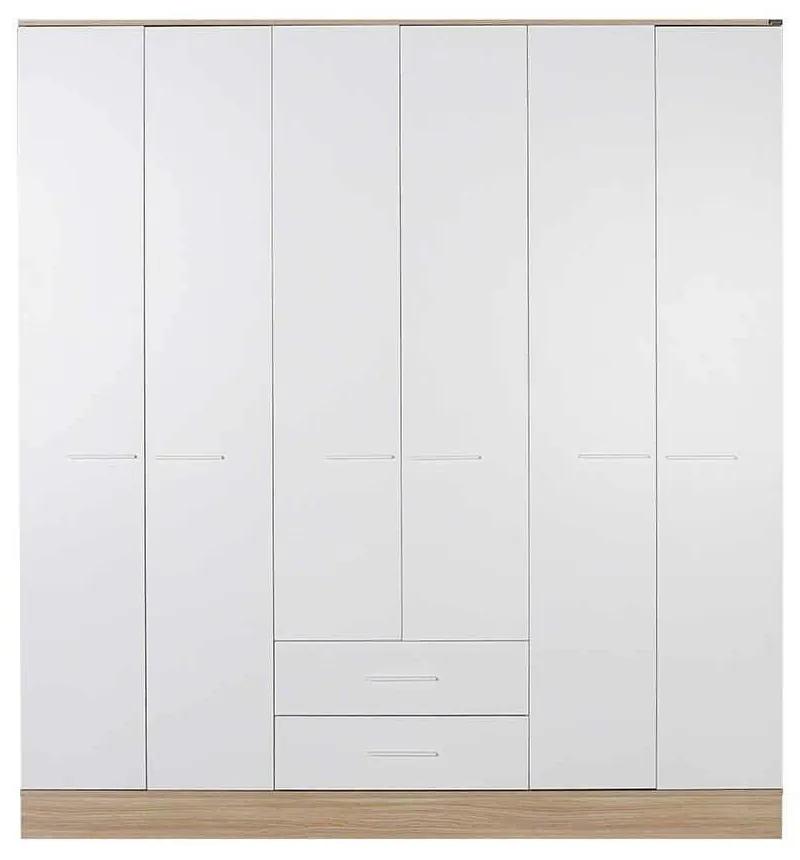 Dulap Haine Adore Base, 6 usi, 2 sertare, Alb, 206 x 224 x 52 cm