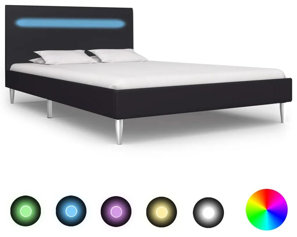 280962 vidaXL Cadru de pat cu LED-uri, negru, 120x200 cm, material textil