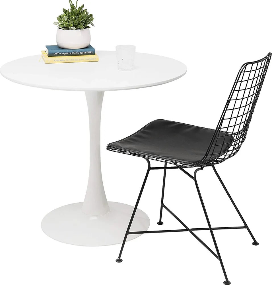 Masă dining, rundă, alb mat, diametru 80 cm, REVENTON NEW