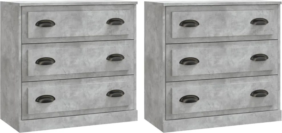 vidaXL Servante, 2 piese, gri beton, lemn prelucrat