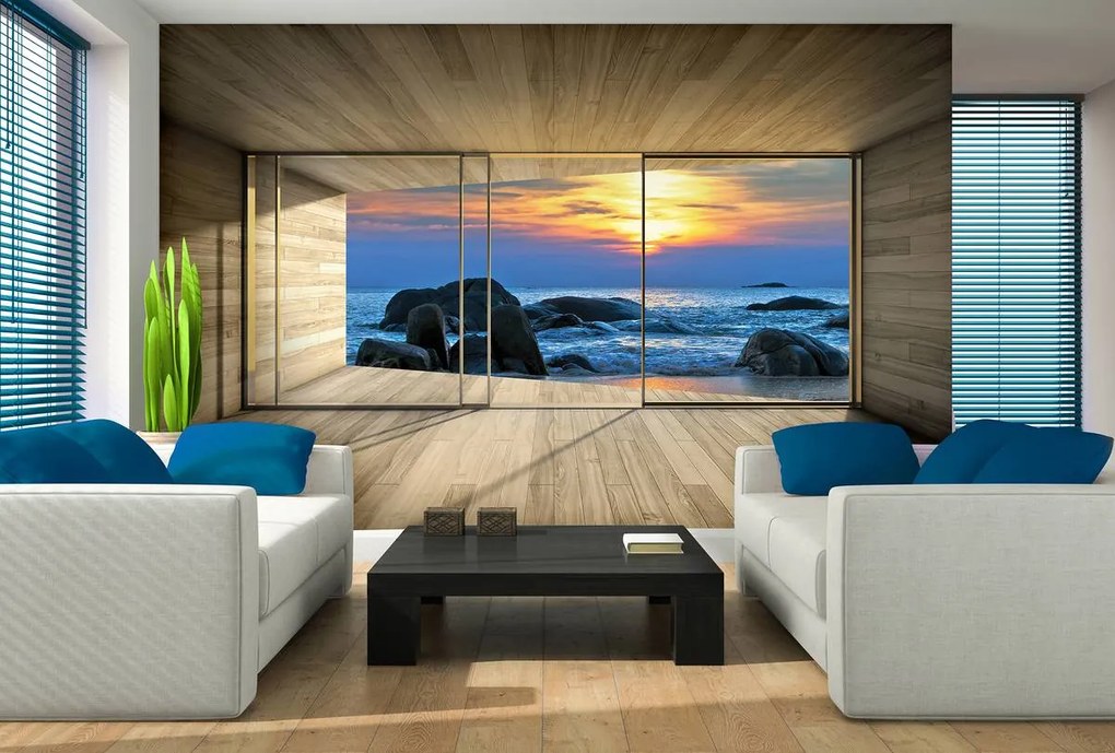 Fototapet - Casa modernă la mare (254x184 cm)