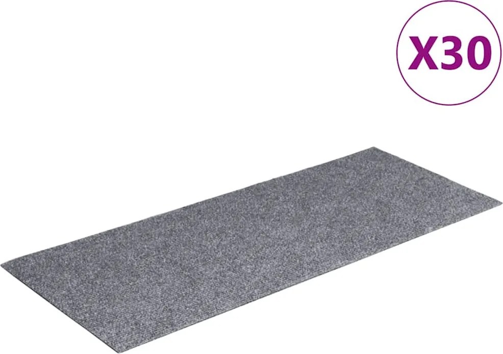 vidaXL Covorașe autoadezive pentru scări, 30 buc., 60x25 cm, gri deschis, dreptunghiulare