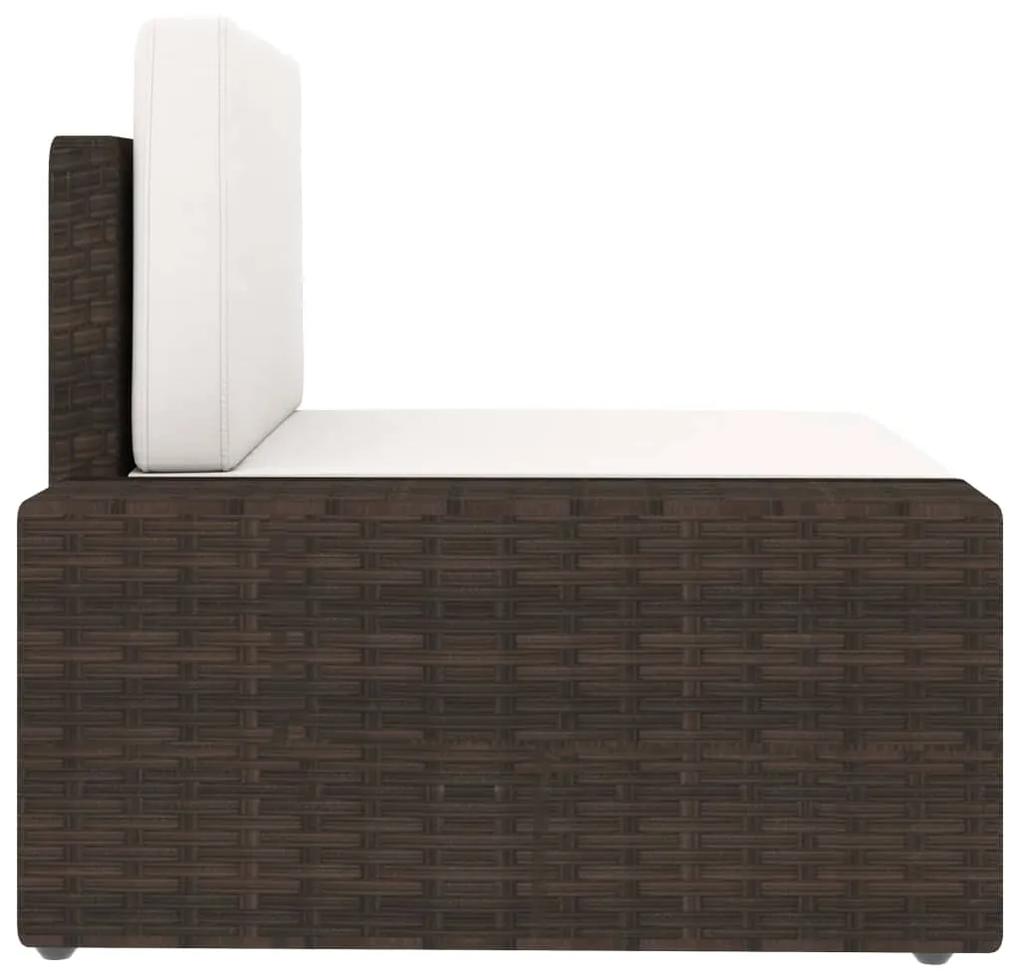 Canapea modulara cu 2 locuri, maro, poliratan 1, Maro, Canapea de colt (cotiera stanga) + canapea de colt (cotiera dreapta)