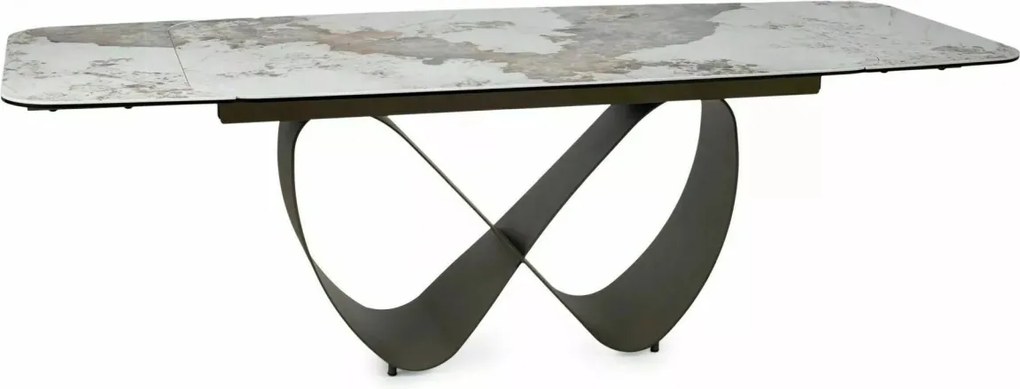 Masa extensibilă Infinity Ceramic alb lucios/cupru L160-240xl95 cm