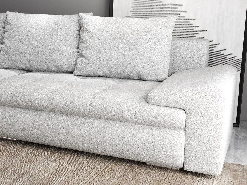 Colțar extensibil dumonde cu ladă de depozitare si sezut confortabil din spuma high-density, Leonardo Euphoria Dove 260x185 cm