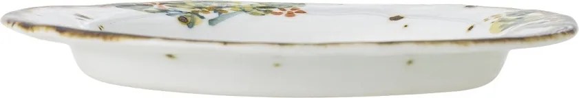 Set 4 farfurii din ceramică artizanală albă cu motive florale roz pictate manual și margine aurie, 15×1,5 cm, "Savina"